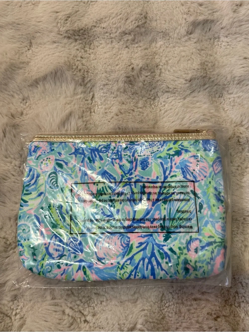 Lilly Pulitzer Pink & Blue Coastal Floral Cosmetic Pouch